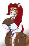  ailurid anthro big_breasts breasts clothed clothing curvaceous eyewear female glasses hi_res huge_breasts looking_at_viewer mammal red_panda seii3 smile solo standing thick_thighs 