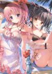  bikini cleavage dress izumi_kaori_(twinbox) kodama_haruka open_shirt see_through swimsuits twinbox twinbox_(circle) twinbox_school wet 