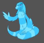  2019 blue_hair female flat_chested grey_background hair hi_res hissi naga neopets nipples pussy reptile scalie simple_background snake solo ymsxamel 