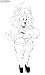  absurd_res big_breasts big_butt blush breasts butt clothing dongitos female footwear hi_res high_heels huge_breasts legwear leotard looking_at_viewer shoes solo tem temmie_(undertale) thick_thighs undertale video_games wide_hips 