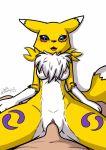  2019 absurd_res anthro anthro_penetrated biped blue_eyes blush breasts canid canine chest_tuft digimon digimon_(species) digital_media_(artwork) duo erection faceless_male female female_focus female_penetrated first_person_view fox fur haiiromon hi_res human human_on_anthro human_penetrating human_penetrating_anthro interspecies lying male male/female male_penetrating mammal medium_breasts missionary_position nipples nude on_back penetration penis pussy renamon sex simple_background smile solo_focus spread_legs spreading tongue tuft vaginal vaginal_penetration white_fur yellow_fur 