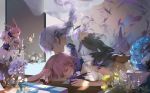  2girls a-m-one ace ace_of_hearts animal_ears blue_flower card character_doll chinese_commentary closed_eyes commentary_request floating_hair flower fox_ears gift gloves hair_ribbon hand_on_another&#039;s_face heart highres honkai_(series) honkai_impact_3rd jewelry kallen_kaslana kiss long_hair long_sleeves mask mask_removed multiple_girls nail_polish pink_hair pink_nails playing_card purple_eyes purple_flower purple_gloves purple_hair purple_ribbon ribbon ring sleeping white_flower yae_sakura yae_sakura_(gyakushinn_miko) yellow_flower yuri 
