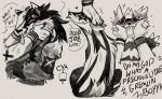  2019 anthro claws cyamallow evolutionary_family fur galarian_linoone galarian_zigzagoon hi_res level_difference male mammal mustelid nintendo obstagoon petting pok&eacute;mon pok&eacute;mon_(species) red_eyes regional_variant sharp_teeth simple_background teeth text tongue tongue_out tuft video_games 
