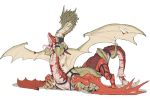  asphyxiation black_claws blood blue_eyes bodily_fluids choke_hold claws dragon female fight green_scales hi_res kneeling pink_tongue red_eyes red_scales saliva scales scalie scar tail_wraps teeth the_guron tongue tongue_out violence western_dragon wings wounded wraps 