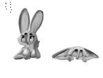  4:3 anthro breasts eyes_closed female fluffy greyscale hair hair_bun head_on_hand hi_res lagomorph leporid looking_up mammal monochrome nude ponder rabbit simple_background sleeping solo thinking thought tired 