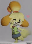 3d_(artwork) animal_crossing animated anthro blush bottomwear canid canine canis clothed clothing detailed detailed_fur digital_media_(artwork) domestic_dog female fur grey_background isabelle_(animal_crossing) leandrodreamer low_res mammal nintendo shih_tzu simple_background skirt smile solo toy_dog turntable_(animation) video_games white_background 