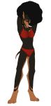  2019 afro anthro big_breasts biped breasts canid canine canis clothing digital_media_(artwork) dobermann domestic_dog female fur hair hi_res mammal pinscher scarlet_quinn simple_background smile solo swimwear triballis white_background 