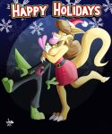  absurd_res christmas dragon duo hi_res holidays hug jamearts jimmy_(jamearts) lizard rebecca_(jamearts) reptile scalie 