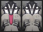  2019 absurd_res ambiguous/ambiguous ambiguous_gender anal anthro biped black_fur butt claws duo duo_focus elafi fur group hi_res human human_on_anthro humanoid_penis interspecies long_tongue looking_at_viewer mammal muscular mustelid nintendo nude obstagoon oral penile penis pok&eacute;mon pok&eacute;mon_(species) rimming sex simple_background tongue tongue_out video_games 