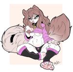  anthro breasts clothing collar felid feline female furkinghell hi_res mammal nipples shirt_up simple_background sitting solo underwear white_background wide_hips 