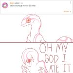  1:1 2019 albino albino_snake_girlfriend ambiguous_gender anthro ask_blog colubrid comic corn_snake digital_media_(artwork) english_text glacierclear hi_res humor lampropeltini nude open_mouth rat_snake red_eyes reptile scalie simple_background snake solo text 