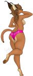  2019 absurd_res alpha_channel anthro breasts butt caracal caracal_(genus) clothing felid feline female hi_res mammal panties side_boob simple_background solo thefuzzlebutt transparent_background underwear view 