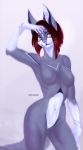  anthro breasts estranoh featureless_breasts featureless_crotch felid feline female fur hair hi_res mammal nude smile solo standing wide_hips 