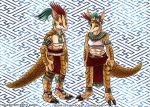  2019 anthro breasts claws clothed clothing duo female hair loincloth male mammal mayan pangolin tiffany_ross topless 