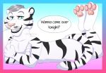  anthro cel_shading feet felid feline flirting ki lying male mammal pantherine paws seductive solo tiger toes xblueashesx 