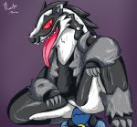  2019 balls butt claws feet male nintendo obstagoon paws pok&eacute;mon pok&eacute;mon_(species) riolu sniffing thaasteo thick_thighs tongue video_games 