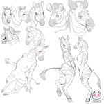  1:1 2019 anthro black_and_white blush breasts conditional_dnp digital_media_(artwork) equid equine female fullbody headshot hi_res mammal monochrome nude nyaroma pussy simple_background sketch sketchpage smile white_background zebra 