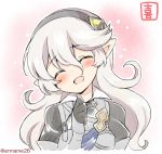 1girl armor closed_eyes corrin_(fire_emblem) corrin_(fire_emblem)_(female) eromame fire_emblem fire_emblem_fates long_hair open_mouth pointy_ears solo twitter_username upper_body white_hair 