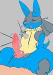  absurd_res bodily_fluids celescario drooling duo edit eyes_closed hi_res human lucario male male/male mammal nintendo penis pok&eacute;mon pok&eacute;mon_(species) saliva text tongue video_games 