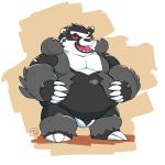  1:1 2019 anthro belly hi_res male nintendo obstagoon overweight pandarita pok&eacute;mon pok&eacute;mon_(species) simple_background solo teeth tongue video_games 