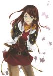  1girl claire_roses closed_mouth commentary dress green_eyes highres long_hair looking_at_viewer marker_(medium) rose_(tales) smile solo tales_of_(series) tales_of_zestiria traditional_media white_background 