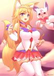  &lt;3 2018 ahri_(lol) animal_humanoid big_breasts blonde_hair bottomwear breasts canid canid_humanoid canine canine_humanoid choker clothing digital_media_(artwork) female fluffy fluffy_tail fox_humanoid fox_tail hair humanoid jewelry kazukoto league_of_legends legwear looking_at_viewer magical_girl_outfit mammal mammal_humanoid navel necklace nipples open_mouth riot_games skirt thigh_highs video_games 