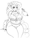  absurd_res anthro apron areola big_breasts blush bow breasts clothing cream cutie_mark equid equine eyeshadow female friendship_is_magic hi_res horse icing inverted_nipples longinius makeup mammal my_little_pony nipples pinkie_pie_(mlp) pony pussy solo thick_thighs tongue tongue_out 