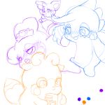  1:1 anthro blue_eyes blue_feathers blush cocotama colored_sketch crown dressing feathers featureless_limbs female fur group group_sex himitsu_no_cocotama kirarise_(cocotama) luckytama makeup male mush_mukunnu nude open_mouth orange_eyes orange_fur penis purple_eyes purple_fur pussy reading renji_(cocotama) sex simple_background white_background 九尾 