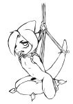  anthro arms_tied balls bdsm bondage bound censor_bar censored erection hood hydrowing lizard male navel penis pillow reptile rope rope_bondage scalie simple_background sketch solo tail_bondage tongue tongue_out 
