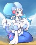  asterozoan big_breasts blush breasts echinoderm female hi_res kyodashiro looking_at_viewer mammal marine navel nintendo pinniped pok&eacute;mon pok&eacute;mon_(species) primarina sea sky solo starfish starfish_(accessory) video_games water 