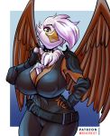  anthro avian between_breasts big_breasts breasts collar female friendship_is_magic gilda_(mlp) gryphon hi_res melee_weapon mrkashkiet my_little_pony nipple_outline spiked_collar spikes sword weapon 