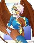  anthro avian big_breasts breast_grab breasts cleavage clothed clothing female friendship_is_magic gilda_(mlp) gryphon hand_on_breast hi_res huge_breasts mrkashkiet my_little_pony nipple_outline 