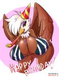  anthro avian between_breasts big_breasts breasts candle female friendship_is_magic gilda_(mlp) gryphon hand_on_hip hi_res mrkashkiet my_little_pony nipple_outline 