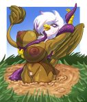  anthro avian big_breasts bottomless breasts clothed clothing female friendship_is_magic gilda_(mlp) gryphon hi_res mrkashkiet my_little_pony nipples pubes pussy quicksand tentacles translucent 