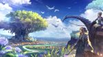  animal bird building city clouds flowers landscape original sachi_(yumemayoi) scenic sky staff tree 