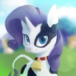  1:1 2018 blue_eyes cowbell equid facial_piercing fan_character female feral friendship_is_magic hi_res horn looking_at_viewer mammal my_little_pony nose_piercing nose_ring outside piercing raricow_(mlp) rarity_(mlp) smile solo stardep unicorn 