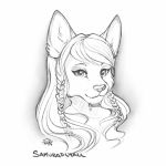  1:1 anthro avoid_posting canid canine female fur hair headshot_portrait long_hair looking_at_viewer mammal portrait princess_rei sakuradlyall simple_background sketch solo 