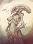  2019 alien alien_(franchise) areola breasts digital_media_(artwork) female humanoid neurodyne nipples not_furry nude simple_background solo xenomorph 
