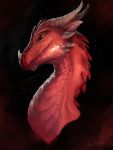  2019 digital_media_(artwork) dragon headshot_portrait hi_res horn portrait red_eyes red_scales rhyu scales spines 