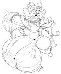  armor balls big_balls bigbunbutt bulge chest_tuft clothing dawmino flail hi_res horn huge_balls hybrid hyper hyper_balls hyper_penis lagomorph leporid line_art male mammal melee_weapon multi_ear multi_tail multifur penis potion rabbit shield slightly_chubby torn_clothing tuft weapon wide_hips 