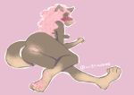  absurd_res anthro anthro_dog anthrodog anthrodogfemale butt canid canine canis digital_media_(artwork) domestic_dog female femaledog fur hair hi_res mammal nude simple_background smile solo wi3llowbee 