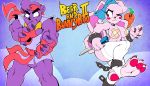  3_toes bear_(character) bear_and_bunny_boo big_breasts blush breasts bunny_boo capcom carrot claws female food lagomorph leporid male mammal one_eye_closed parody pasties pawpads plant rabbit smile street_fighter toe_claws toes ursid vegetable video_games vimhomeless weapon wink 