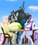 2019 absur_res absurd_res arthropod big_breasts bikini blues64 blush breasts chair changeling clothing equid equine female fluttershy_(mlp) friendship_is_magic grin group hi_res hole_(anatomy) horn huge_breasts hyper hyper_breasts mammal marauder6272 my_little_pony nipple_outline pterippus queen_chrysalis_(mlp) rarity_(mlp) sinyxstra sitting smile swimwear unicorn wings 