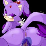  2009 amber_eyes anus blaze_the_cat breasts butt cat feline female fur hair kayla-na mammal mel_the_hybrid nipples oekaki purple_body purple_fur purple_hair purple_nipples pussy sega solo sonic_(series) sonic_team 