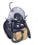  ass black_skin breasts chain chain_chomp collar earrings eyebrows jewelry large_breasts lowres nintendo nude sideboob silver_hair solo 
