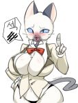 anthro big_breasts blush breasts clothed clothing cute_fangs domestic_cat felid feline felis female half-closed_eyes looking_at_viewer mammal open_mouth open_smile rabbitbrush simple_background smile solo 