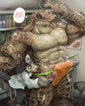  abs anthro barely_contained canid canine canis clothed clothing doctor doctor&#039;s_office domestic_dog erection geppei5959 hi_res jockstrap lab_coat lizard male male/male mammal mostly_nude muscular muscular_male needle reptile scalie size_difference syringe tongue tongue_out underwear 