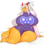  absurd_res aisyah_zaskia_harnny anthro clothed clothing dragon female hair harnny hi_res horn looking_at_viewer sitting smile solo thick_thighs voluptuous 