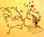 &lt;3 blush fur horn human kissing male male/male mammal nomifuki simple_background 