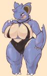  anthro big_breasts breasts clothing female hi_res nidoqueen nintendo pok&eacute;mon pok&eacute;mon_(species) solo swimwear tetto thick_thighs video_games 